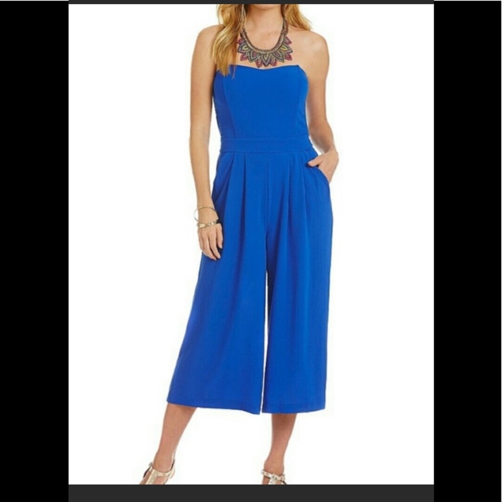 Gianni Bini Blue Sweetheart Cropped Jumpsuit